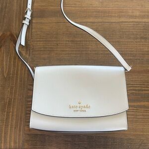 Kate Spade Carson Convertible Crossbody Shoulder Leather Bag White Dove